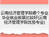 云南经济管理学院哪个专业毕业就业前景比较好(云南经济管理学院优势专业)