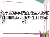 北京服装学院的招生人数和计划解读(北服招生计划解析)