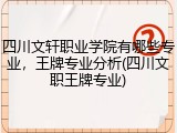 四川文轩职业学院有哪些专业，王牌专业分析(四川文职王牌专业)