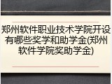 郑州软件职业技术学院开设有哪些奖学和助学金(郑州软件学院奖助学金)