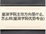 巢湖学院主攻方向是什么，怎么样(巢湖学院优势专业)