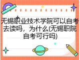 无锡职业技术学院可以自考去读吗，为什么(无锡职院自考可行吗)