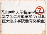 河北医科大学临床学院一年奖学金最多能拿多少(河北医大临床学院最高奖学金)