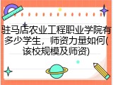 驻马店农业工程职业学院有多少学生，师资力量如何(该校规模及师资)