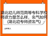 湖北幼儿师范高等专科学校师资力量怎么样，名气如何(湖北幼专师资名气)