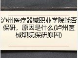 泸州医疗器械职业学院能否保研，原因是什么(泸州医械职院保研原因)