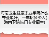 海南卫生健康职业学院什么专业最好，一年招多少人(海南卫院热门专业招生)