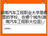 湖南汽车工程职业大学是哪里的学校，在哪个城市(湖南汽车工程职大位置)