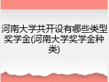 河南大学共开设有哪些类型奖学金(河南大学奖学金种类)
