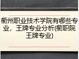 衢州职业技术学院有哪些专业，王牌专业分析(衢职院王牌专业)