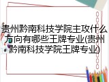 贵州黔南科技学院主攻什么方向有哪些王牌专业(贵州黔南科技学院王牌专业)
