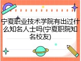 宁夏职业技术学院有出过什么知名人士吗(宁夏职院知名校友)