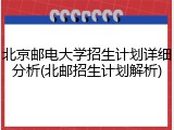 北京邮电大学招生计划详细分析(北邮招生计划解析)