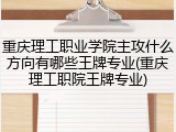 重庆理工职业学院主攻什么方向有哪些王牌专业(重庆理工职院王牌专业)