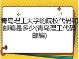 青岛理工大学的院校代码和邮编是多少(青岛理工代码邮编)