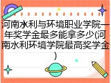 河南水利与环境职业学院一年奖学金最多能拿多少(河南水利环境学院最高奖学金)