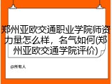 郑州亚欧交通职业学院师资力量怎么样，名气如何(郑州亚欧交通学院评价)