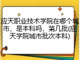 应天职业技术学院在哪个城市，是本科吗，第几批(应天学院城市批次本科)