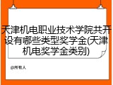 天津机电职业技术学院共开设有哪些类型奖学金(天津机电奖学金类别)