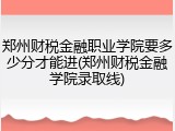 郑州财税金融职业学院要多少分才能进(郑州财税金融学院录取线)