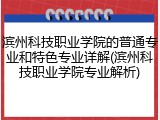 滨州科技职业学院的普通专业和特色专业详解(滨州科技职业学院专业解析)