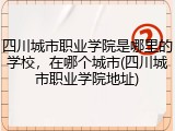 四川城市职业学院是哪里的学校，在哪个城市(四川城市职业学院地址)