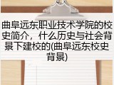 曲阜远东职业技术学院的校史简介，什么历史与社会背景下建校的(曲阜远东校史背景)