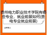 贵州电力职业技术学院有哪些专业，就业前景如何(贵电专业就业前景)