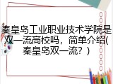 秦皇岛工业职业技术学院是双一流高校吗，简单介绍(秦皇岛双一流？)