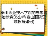 泰山职业技术学院的思想政治教育怎么样(泰山职院思政教育如何)