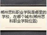 郴州思科职业学院是哪里的学校，在哪个城市(郴州思科职业学院位置)