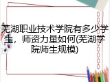 芜湖职业技术学院有多少学生，师资力量如何(芜湖学院师生规模)