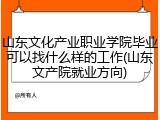 山东文化产业职业学院毕业可以找什么样的工作(山东文产院就业方向)
