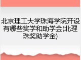 北京理工大学珠海学院开设有哪些奖学和助学金(北理珠奖助学金)
