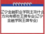 辽宁金融职业学院主攻什么方向有哪些王牌专业(辽宁金融学院王牌专业)