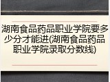湖南食品药品职业学院要多少分才能进(湖南食品药品职业学院录取分数线)