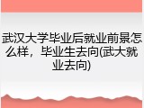 武汉大学毕业后就业前景怎么样，毕业生去向(武大就业去向)