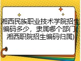湘西民族职业技术学院招生编码多少，隶属哪个部门(湘西职院招生编码归属)
