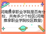 河南推拿职业学院是否有分校，共有多少个校区(河南推拿职业学院校区数量)