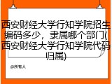 西安财经大学行知学院招生编码多少，隶属哪个部门(西安财经大学行知学院代码归属)