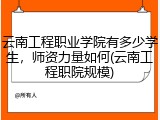 云南工程职业学院有多少学生，师资力量如何(云南工程职院规模)