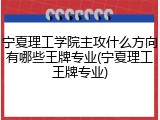 宁夏理工学院主攻什么方向有哪些王牌专业(宁夏理工王牌专业)