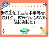 武汉船舶职业技术学院校训是什么，校长介绍(武汉船院校训校长)