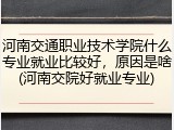 河南交通职业技术学院什么专业就业比较好，原因是啥(河南交院好就业专业)