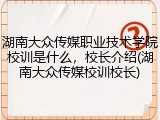 湖南大众传媒职业技术学院校训是什么，校长介绍(湖南大众传媒校训校长)