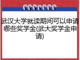 武汉大学就读期间可以申请哪些奖学金(武大奖学金申请)