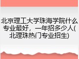 北京理工大学珠海学院什么专业最好，一年招多少人(北理珠热门专业招生)
