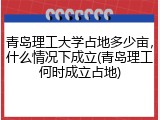 青岛理工大学占地多少亩，什么情况下成立(青岛理工何时成立占地)