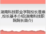 湖南科技职业学院校长是谁,校长基本介绍(湖南科技职院院长简介)