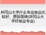 井冈山大学什么专业就业比较好，原因是啥(井冈山大学好就业专业)